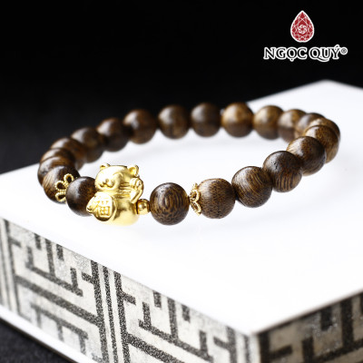 Vòng trầm hương tốc phối hoa đá mắt hổ - Ngọc Quý Gemstones