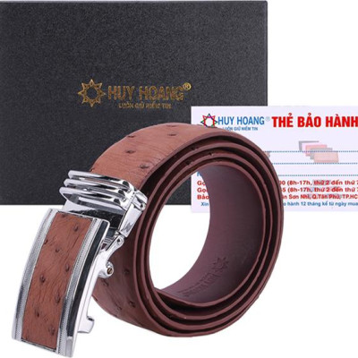Thắt Lưng Nam Da Đà Điểu Bản Lớn Da Hột Huy Hoàng HT4436 - Nâu Đỏ