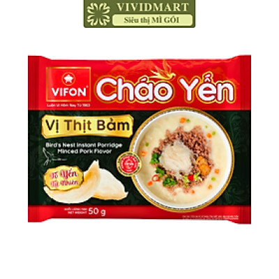 VIFON - Cháo yến Vifon hương vị Thịt bằm, cháo yến Vifon thịt bằm, Cháo tổ yến thịt bằm Vifon (65g/gói)