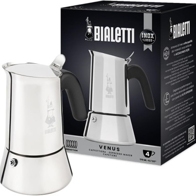 ẤM PHA CÀ PHÊ ESPRESSO BIALETTI VENUS 4 CUP MÀU BẠC hàng chính hãng