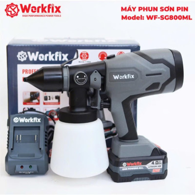 Máy phun sơn pin WORKFIX WF-SG800M, Bình 800ml - 650ml/phút, 2 Kiểu phun - Bảo hành 12 tháng