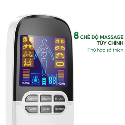 Máy Massage Xung Điện Trị Liệu Nikio NK-102 - 8 Miếng Dán Mát Xa Giảm Đau Nhức Toàn Thân Với Công Nghệ Điện Xung Mới - Đèn Hồng Ngoại Hỗ Trợ Trị Viêm Mũi Dị Ứng, Viêm Xoang - Pin Sạc Không Dây Tiện Lợi