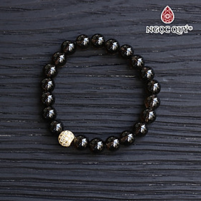 Vòng đá thiên nhiên hạt 8mm phối charm hợp kim đính đá - Ngọc Quý