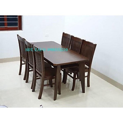 bàn ăn gỗ sồi phun màu giả óc chó cỡ 80x1m6