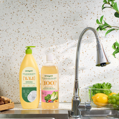 Combo 2 nước ngâm rửa rau củ quả, thực phẩm sinh học Enzyco 1L - 100% Enzyme Dứa