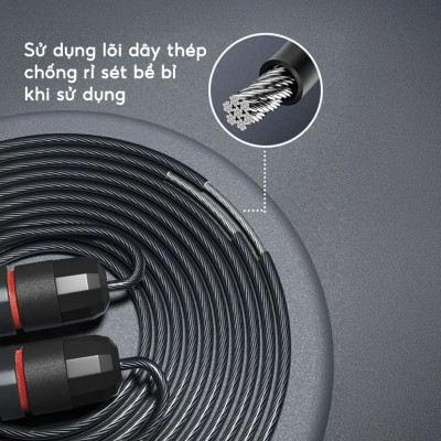 DÂY NHẢY Tặng Tạ Sắt TẬP THỂ DỤC CAO CẤP TẠI NHÀ LÕI THÉP ĐỘ BỀN CAO, TAY CẦM CHỐNG TRƯỢT – Giao Màu Ngẫu Nhiên