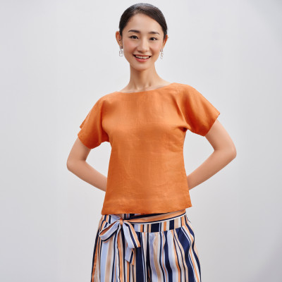 Áo Linen Cổ Tròn Mơ Nghiền TOP210 thời trang thiết kế Hity