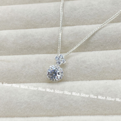 Dây Chuyền Bạc Nữ Mặt Đá Tròn Tuyệt Đẹp Bạc Hiểu Minh DMD549