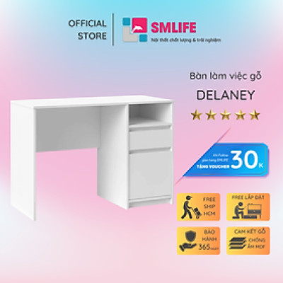 Bàn Học Gỗ Đôi Cho Bé Đẹp Đơn Giản SMLIFE Delaney