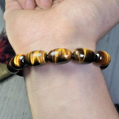 Vòng tay lu thống Thạch Anh Mắt Hổ vàng nâu 5A cao cấp