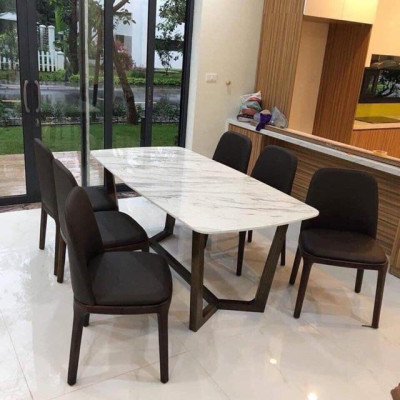 ( Chỉ Ship Miền Bắc ) Bàn Ghế Ăn Mặt Đá 4-6 Ghế