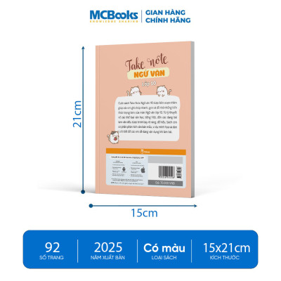 Sách - Take Note Ngữ Văn lớp 10 – Tổng hợp kiến thức, hiểu nhanh, nhớ lâu