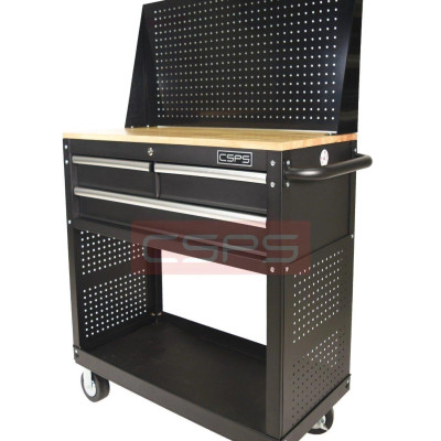 Tủ dụng cụ CSPS 91cm - 03 hộc kéo màu đen mờ kèm vách lưới