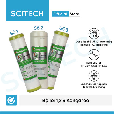 Bộ lõi số 1,2,3 10 inch by Scitech (Lõi PP5-OCB-PP1 dùng thay thế máy lọc nước Karofi, Kangaroo, Mutosi) - Hàng chính hãng 