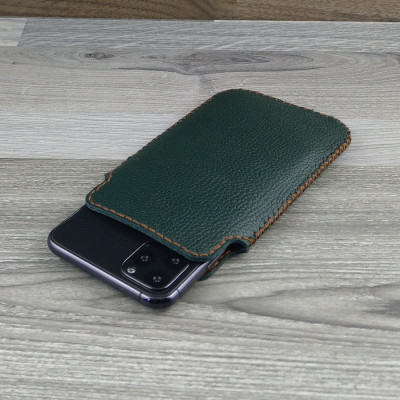 Bao Da Túi Rút dành cho Samsung Galaxy note 8/ note 9 Da Bò Hạt Màu Xanh Rêu