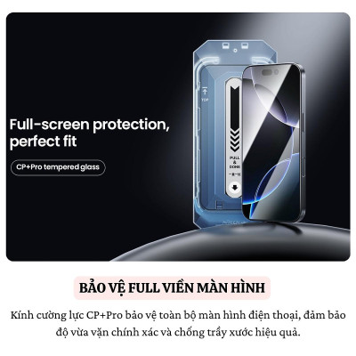 Cường lực Full viền kèm khung cho iPhone 16 Pro Max / 16 Pro hiệu Nillkin CP+ PRO Phủ Nano, vát cạnh 2.5D, lớp Olephobic - Hàng chính hãng