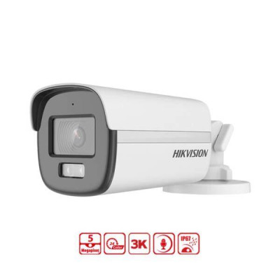 Camera HDTVI có màu ban đêm 5MP HIKVISION DS-2CE12KF0T-FS, Có màu đêm 3K 5MP, Đèn 40M, Tích hợp Mic chống nhiễu - Hàng chính hãng