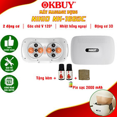 Máy Massage Bụng Cao Cấp Nikio NK-166DC - Công Nghệ Xoa Bóp Kết Hợp Nhiệt Hồng Ngoại, Động Cơ Matxa Kép, 3 Cường Độ Tùy Chỉnh, Pin Sạc Tiện Mang Đi Xa