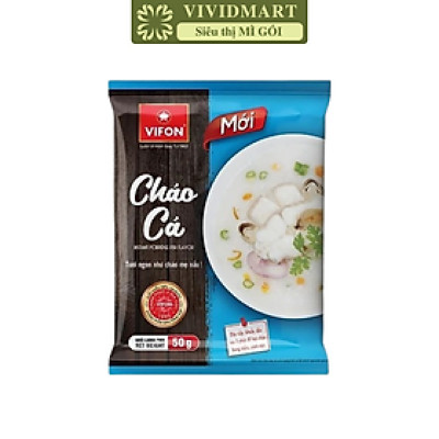 VIFON - Cháo Vifon 50g hương vị Cá, Vifon Cháo cá Vifon Cháo ăn liền Vifon, Cháo Vifon gói nhỏ (50g/gói)