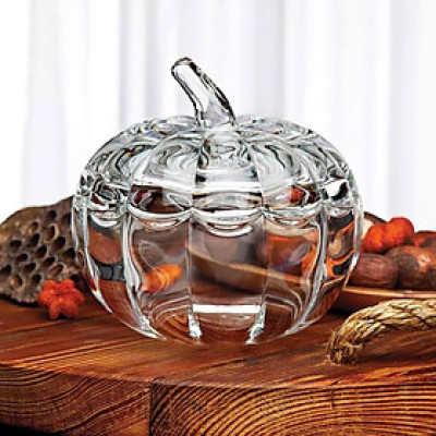 Hũ pha lê bí đỏ để bánh kẹo/đồ trang trí bằng phale Bohemia Hàng chính hãng