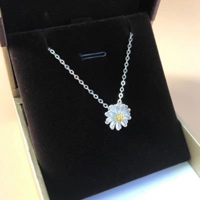 Dây Và Mặt Dây Chuyền Bạc Hiểu Minh DMD240 hoa cúc bạc ý