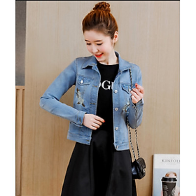 Áo khoác jean nữ Titishop NT97 Thêu