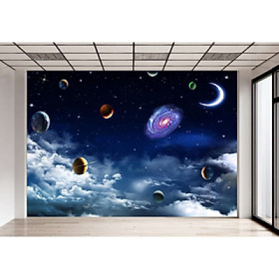 (HCM) Tranh dán trần, dán tường 3d hành tinh, vũ trụ galaxy 4 có sẵn keo,dễ dán(có in theo kích thước yêu cầu)