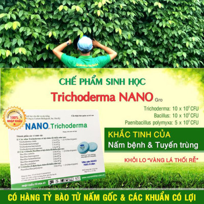 2 viên Chế phẩm vi sinh NANO-GRO. Trichoderma Bacillus cực mạnh. Ngặn chặn nấm bệnh vàng lá thối rễ. Nhập khẩu Hoa Kỳ
