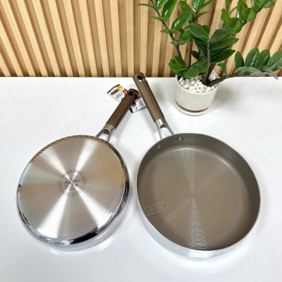 Chảo Inox 3 lớp liền khối chống dính Kalpen Nano Titanium Dauer chuản Đức - Hàng chính hãng