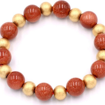 Chuỗi đeo tay - đá kim sa nâu 10 ly VKSHVT1 - hợp mệnh Thổ, mênh Mộc