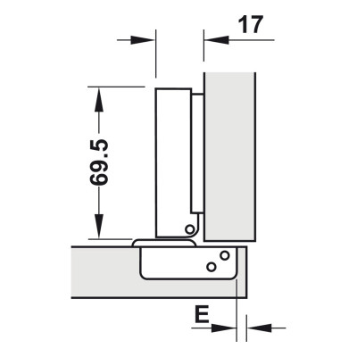 Bản lề giảm chấn Hafele Metalla SM 110° DIY, thép, lắp trùm ngoài, thẳng - 493.03.020