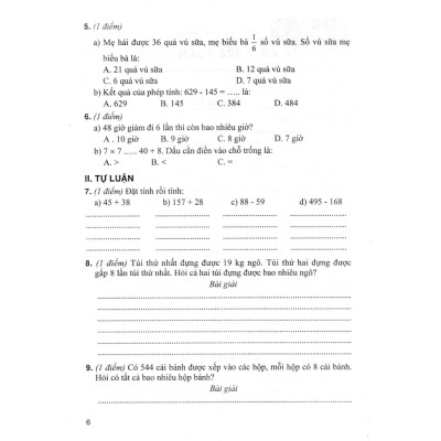 Bộ Đề Kiểm Tra Môn Toán Lớp 3 ( Dùng kèm SGK Chân Trời Sáng Tạo )