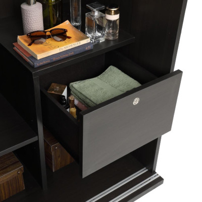 Tủ̉ quần áo cửa lùa 2 cánh BÌNH LONG gỗ công nghiệp cao cấp, phối màu nâu đen hiện đại