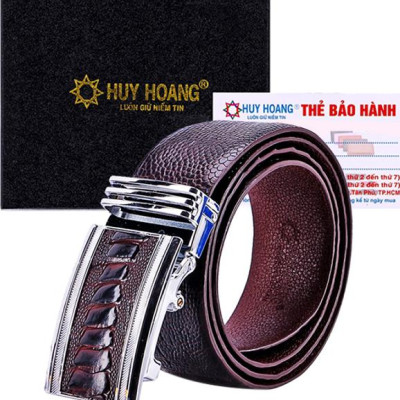 Thắt Lưng Nam Da Đà Điểu Bản Lớn Huy Hoàng HT4418 - Nâu Đất