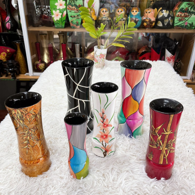 BÌnh hoa sơn mài - Bình mắt tre Cao Cấp thích hợp cắm hoa, trang trí kệ, bàn làm việc, quà tặng ý nghĩa