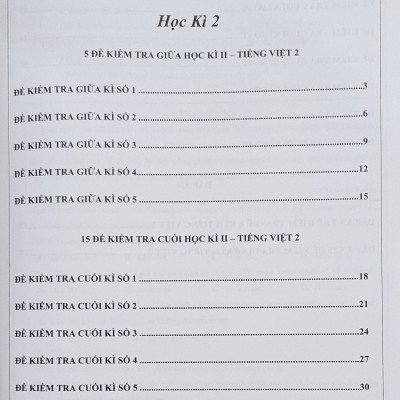 Combo Sách - Đề kiểm tra Tiếng Việt 2 học kì I + II