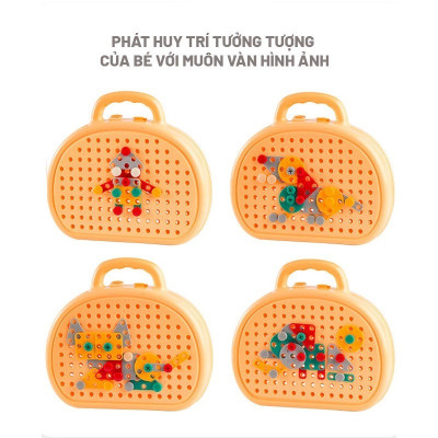 Bộ Đồ Chơi Kỹ Sư Lắp Ráp Kèm Khoan Điện,Ốc Vít , Đồ Chơi Lắp Ráp, Đồ Chơi Trẻ Em