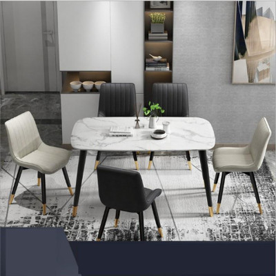 Ghế ăn LOFT da cao cấp , Ghế phòng ăn hiện đại 4 chân bọc kim loại mạ đồng chống ghỉ chống xước