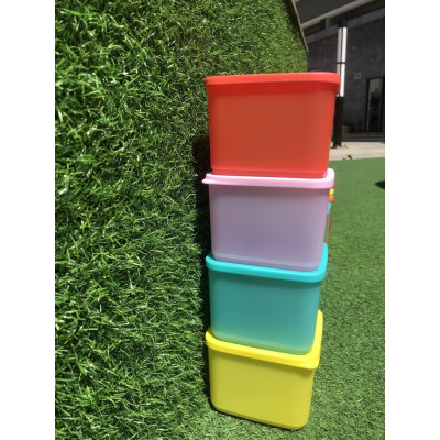 Bộ Hộp Tupperware Bảo Quản Thực Phẩm Ngăn Mát Medium Square Round 1L (04 Hộp)