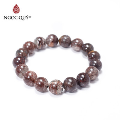 Vòng thạch anh ưu linh rêu nâu 12mm mệnh thổ, kim - Ngọc Quý Gemstones