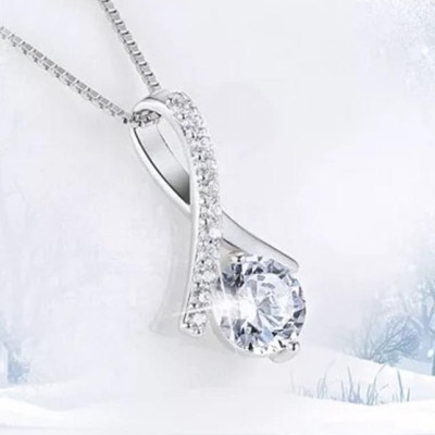 Bộ dây chuyền liền mặt trang sức bạc Ý S925 Bạc xinh Huệ Ngân - Giọt sương PP1712