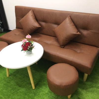 Bộ ghế sofa bed, sofa giường màu nâu cả bộ SB16