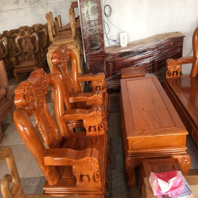 Bàn Ghế Minh Quốc Voi Gỗ Gõ Đỏ