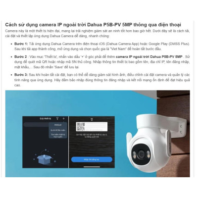 Camera IP PT hồng ngoại không dây 5.0 Megapixel DAHUA DH-P5B-PV - Hàng chính hãng