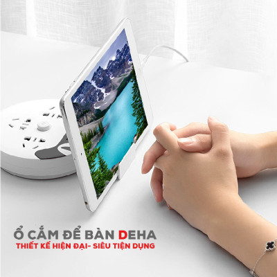 Ổ cắm kéo dài đa năng kèm nguồn USB sạc điện thoại hình mèo dễ thương, có kệ để điện thoại nhỏ gọn tiện dụng