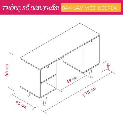 Bàn làm việc phong cách tối giản SMLIFE Dedrea