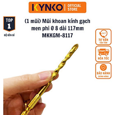 MŨI KHOAN KÍNH - GẠCH MEN 4 CẠNH, CHÂN LỤC GIÁC  KYNKO ĐƯỜNG KÍNH PHI Ø 8 DÀI 117MM MKKGM-8117 (VỈ 10 CHIẾC)