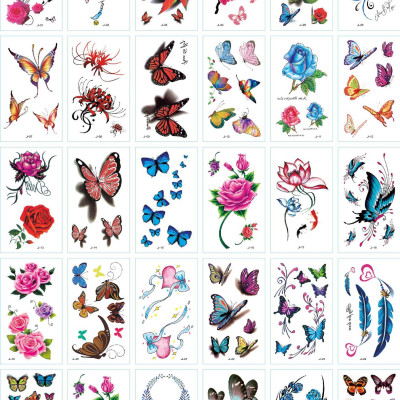 301 hình xăm dán Tatoo nữ tính hoạ tiết mèo bướm hoa lá  