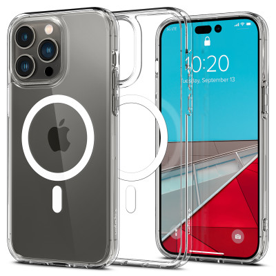 Ốp Lưng dành cho iPhone 14 Pro Max Spigen Crystal Hybrid MagFit Clear Case Chống Ố Vàng - Hàng Chính Hãng