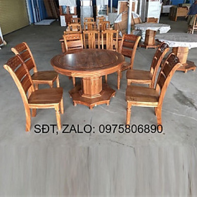 BỘ BÀN ĂN GỖ HƯƠNG XÁM 6 GHẾ , bàn ăn tròn gỗ , bộ bàn ăn